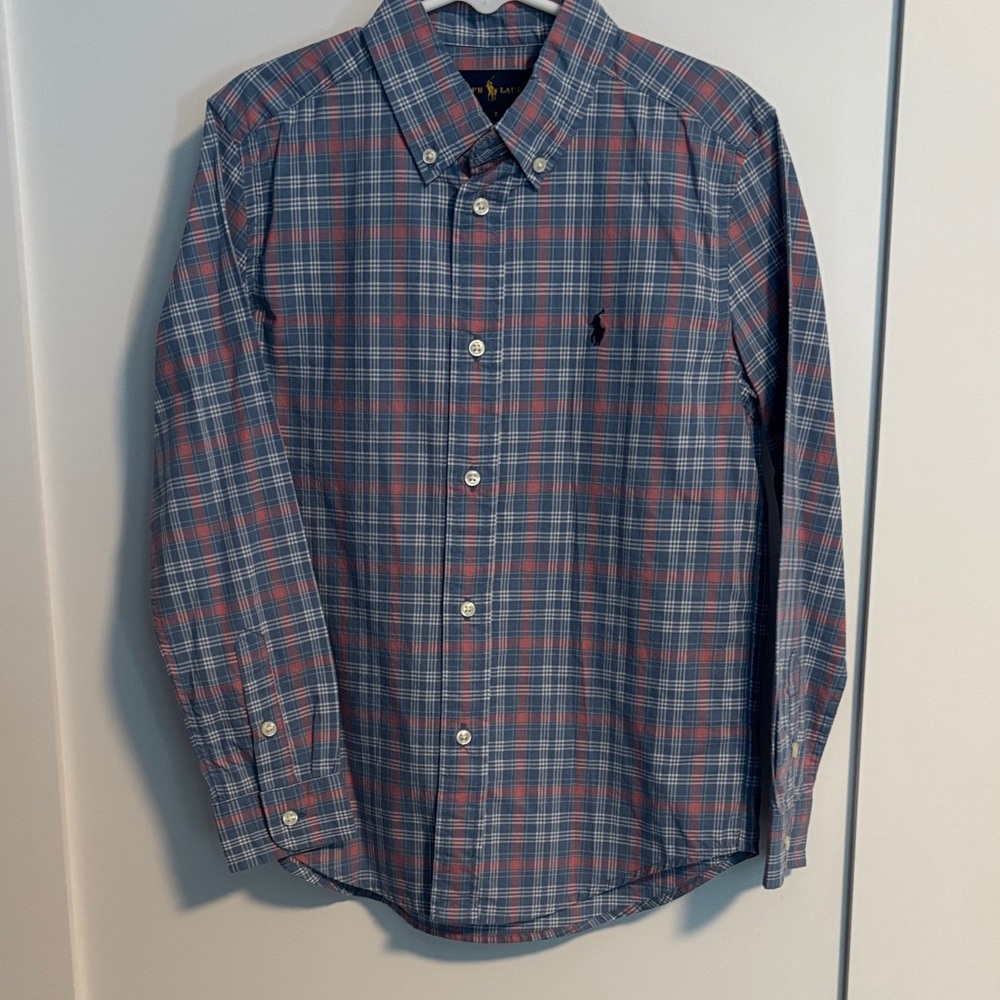 Polo by Ralph Lauren Kids Blue and Red Plaid Button Down Shirt